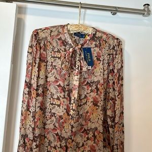 Polo by Ralph Lauren Blouse with tie neck 100% viscose fabric